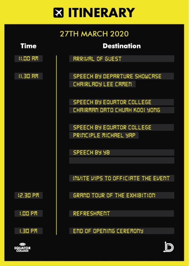departure showcase itinerary